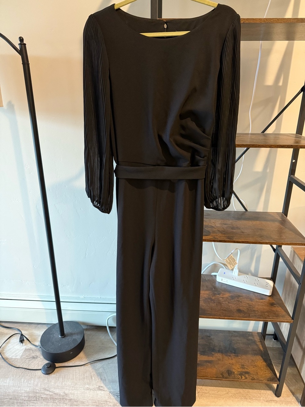 DKNY Elegant Black Long-Sleeve Jumpsuit